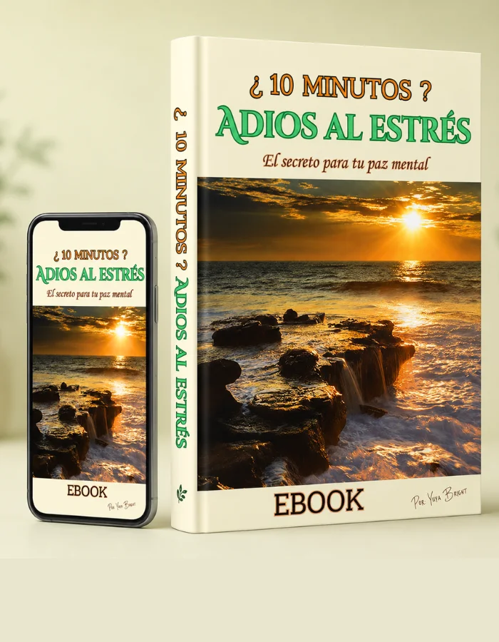 Mujer disfrutando 10 minutos de calma con el ebook ¿10 Minutos? Adiós al Estrés y sus 5 bonos